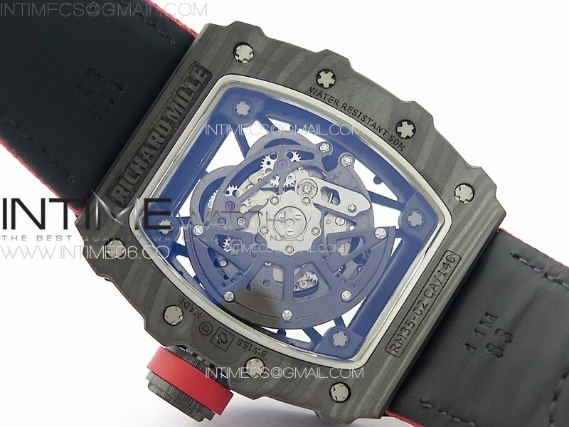 RM035-02 Forged Carbon Case KUF Best Edition Red Crown on Red Nylon Strap MIYOTA8215