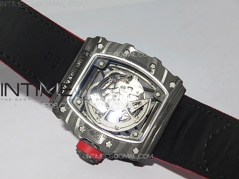 RM035-02 Forged Carbon Case KUF Best Edition Red Crown on Red Nylon Strap MIYOTA8215