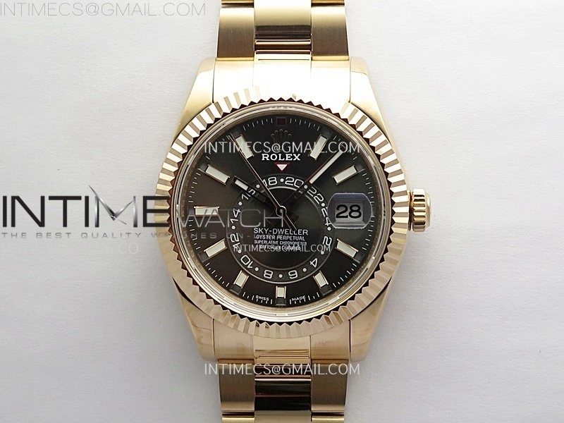 Sky-Dweller 326935 904L RG Noob 1:1 Best Edition Gray Dial on SS Oyster Bracelet Asian 23J to 9001