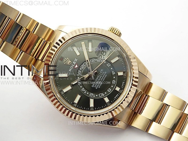 Sky-Dweller 326935 904L RG Noob 1:1 Best Edition Gray Dial on SS Oyster Bracelet Asian 23J to 9001