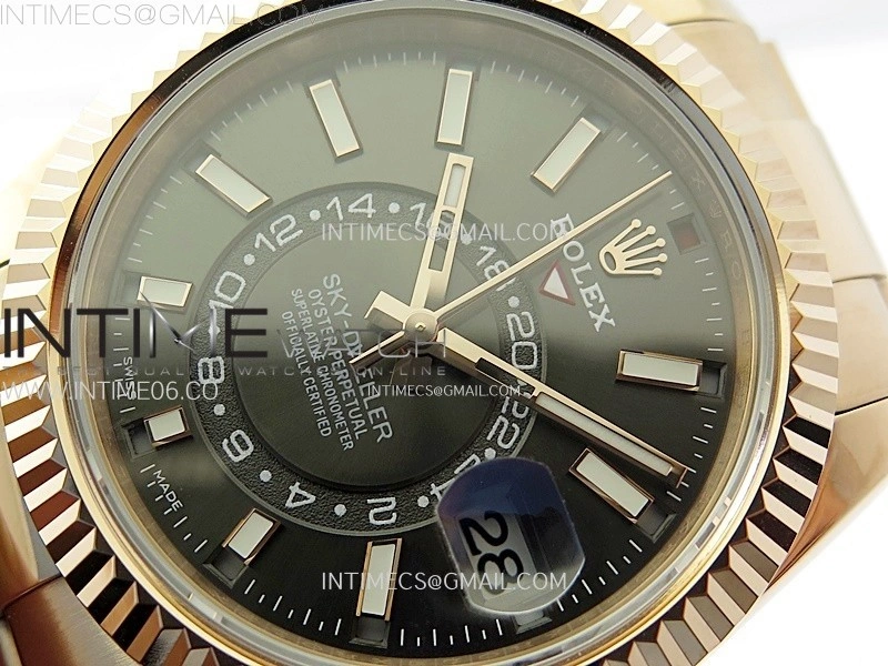 Sky-Dweller 326935 904L RG Noob 1:1 Best Edition Gray Dial on SS Oyster Bracelet Asian 23J to 9001