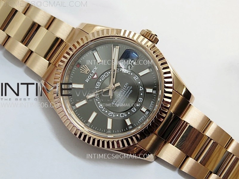 Sky-Dweller 326935 904L RG Noob 1:1 Best Edition Gray Dial on SS Oyster Bracelet Asian 23J to 9001