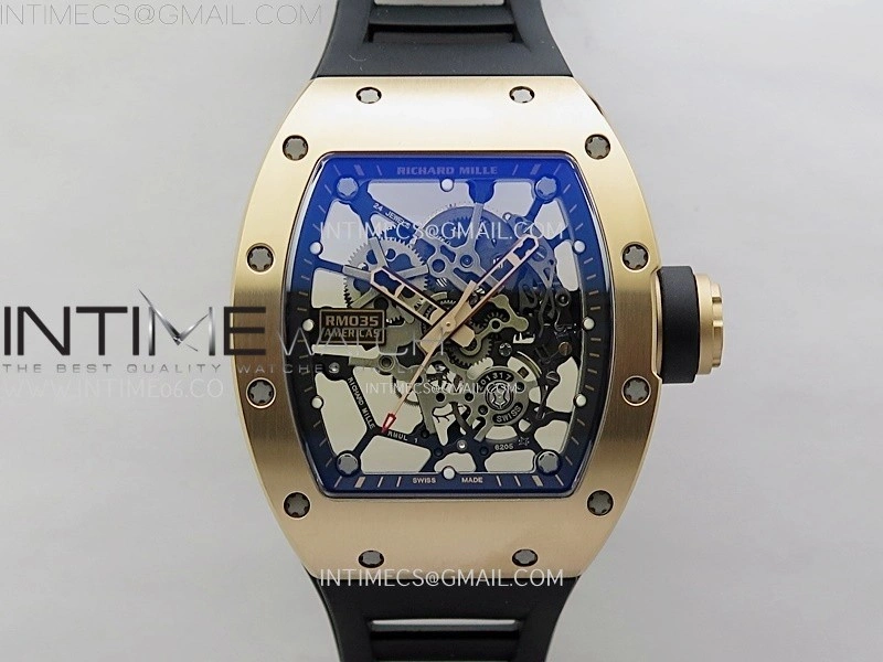 RM035 Americas RG SONIC Best Edition Skeleton Dial on Black Rubber Strap Clone RMUL1