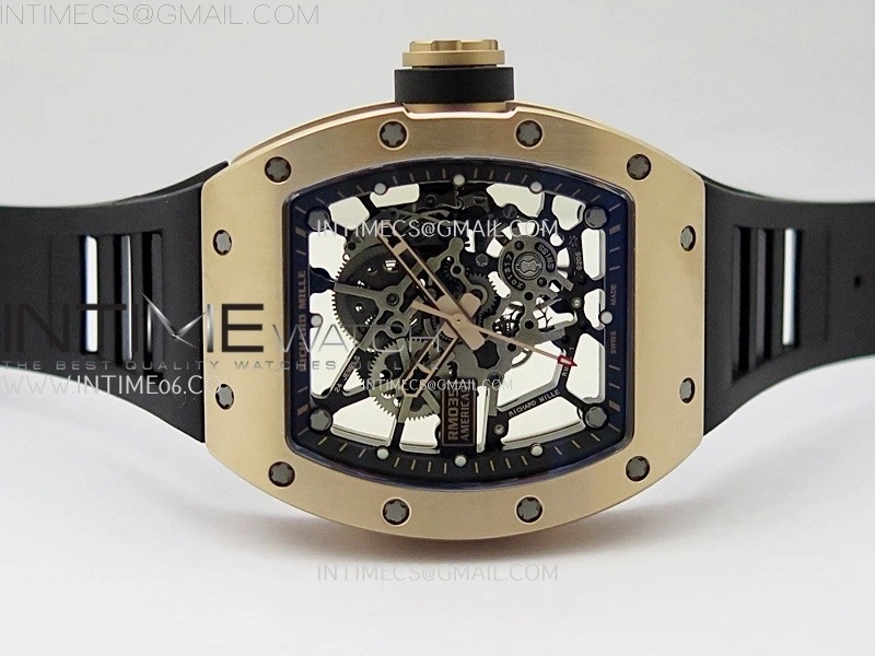 RM035 Americas RG SONIC Best Edition Skeleton Dial on Black Rubber Strap Clone RMUL1