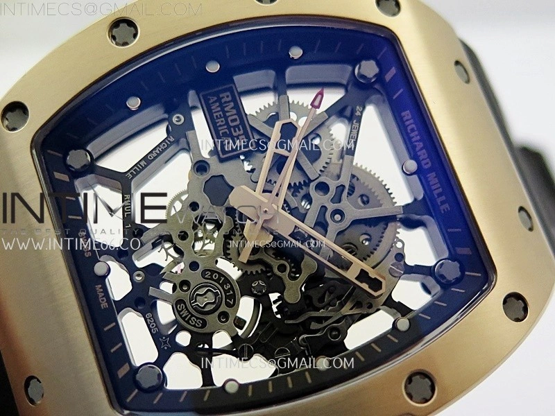 RM035 Americas RG SONIC Best Edition Skeleton Dial on Black Rubber Strap Clone RMUL1