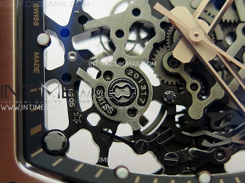 RM035 Americas RG SONIC Best Edition Skeleton Dial on Black Rubber Strap Clone RMUL1