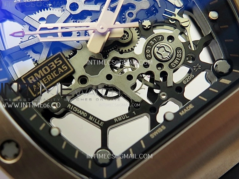 RM035 Americas RG SONIC Best Edition Skeleton Dial on Black Rubber Strap Clone RMUL1