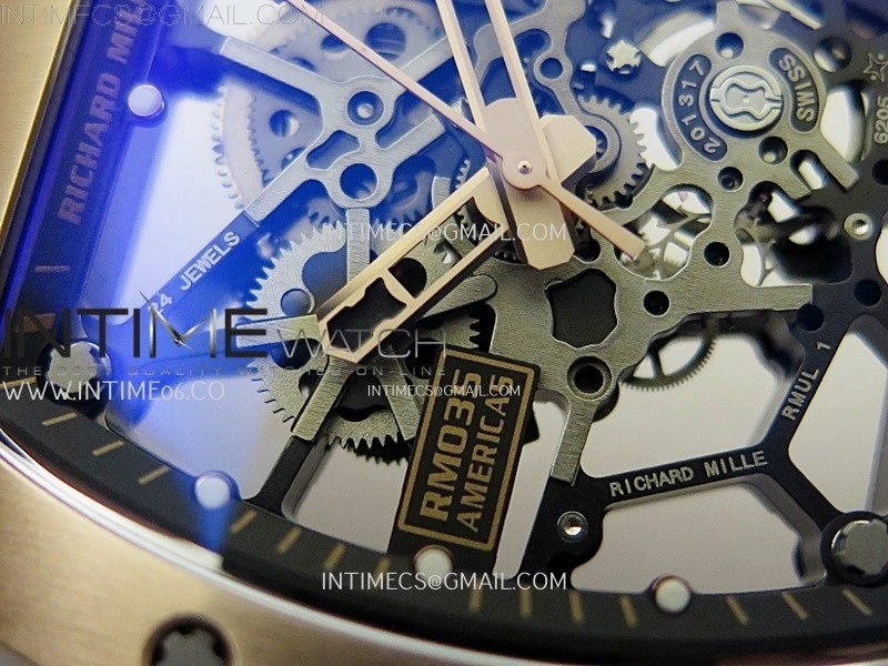 RM035 Americas RG SONIC Best Edition Skeleton Dial on Black Rubber Strap Clone RMUL1