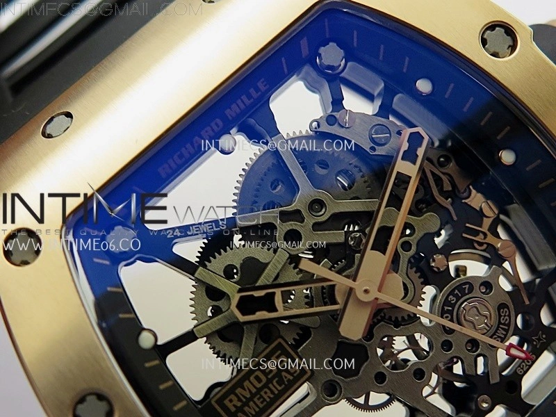 RM035 Americas RG SONIC Best Edition Skeleton Dial on Black Rubber Strap Clone RMUL1