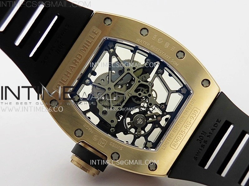 RM035 Americas RG SONIC Best Edition Skeleton Dial on Black Rubber Strap Clone RMUL1