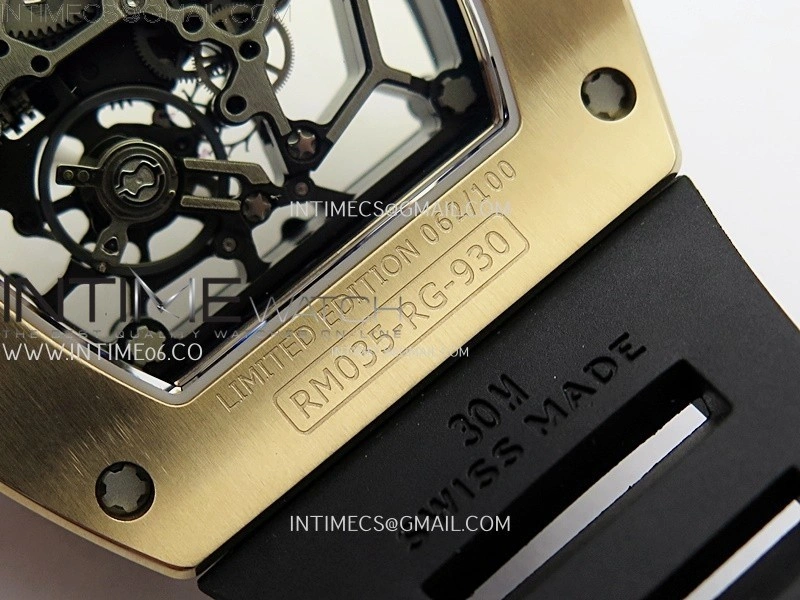 RM035 Americas RG SONIC Best Edition Skeleton Dial on Black Rubber Strap Clone RMUL1