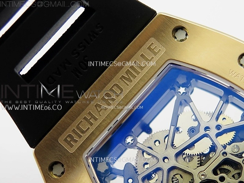 RM035 Americas RG SONIC Best Edition Skeleton Dial on Black Rubber Strap Clone RMUL1
