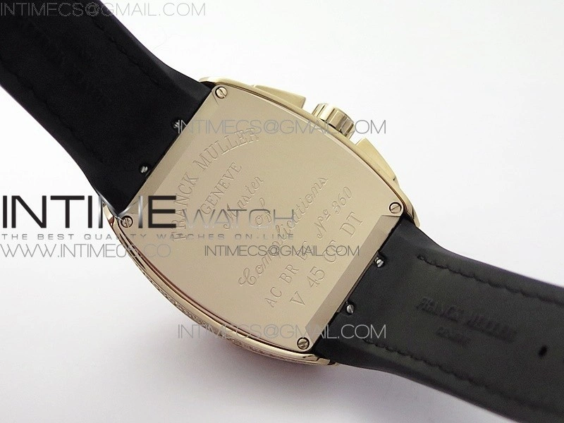 Vanguard V45 Chrono RG pave crystals ABF Best Edition Black Dial on Black Gummy Strap A7750