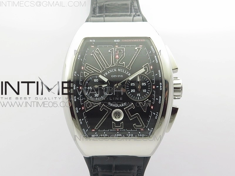 Vanguard V45 Chrono SS ABF Best Edition Black Dial Black Markers on Black Gummy Strap A7750