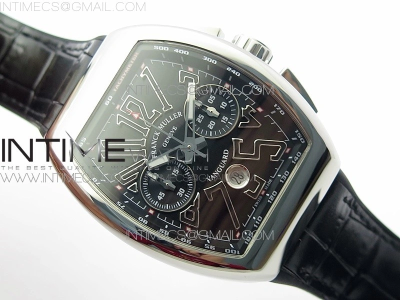 Vanguard V45 Chrono SS ABF Best Edition Black Dial Black Markers on Black Gummy Strap A7750