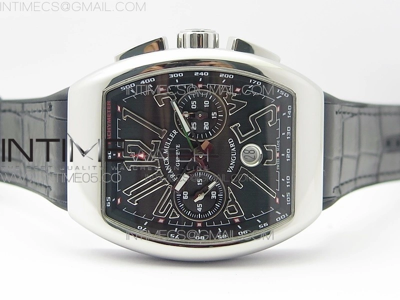 Vanguard V45 Chrono SS ABF Best Edition Black Dial Black Markers on Black Gummy Strap A7750