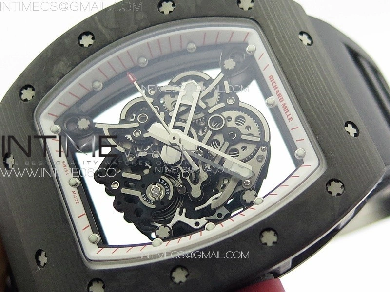 RM055 Forged Carbon Case KUF Best Edition Red Crown on Black Rubber Strap MIYOTA8215