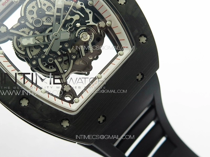 RM055 Forged Carbon Case KUF Best Edition Red Crown on Black Rubber Strap MIYOTA8215