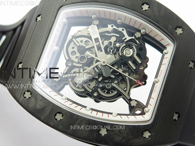 RM055 Forged Carbon Case KUF Best Edition Red Crown on Black Rubber Strap MIYOTA8215