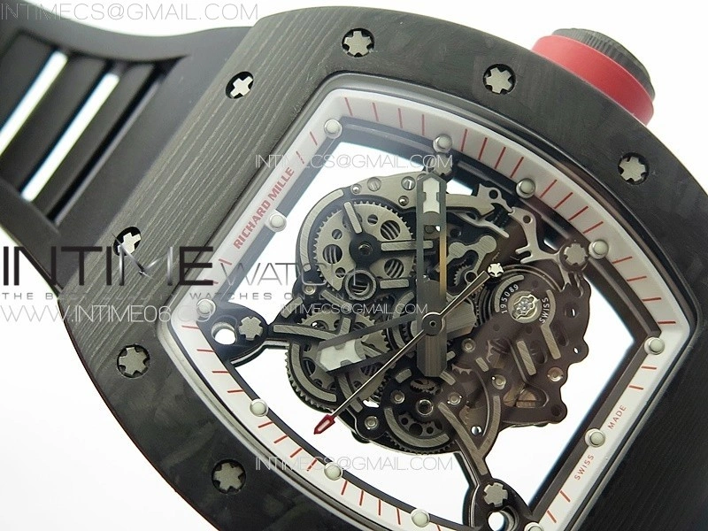 RM055 Forged Carbon Case KUF Best Edition Red Crown on Black Rubber Strap MIYOTA8215