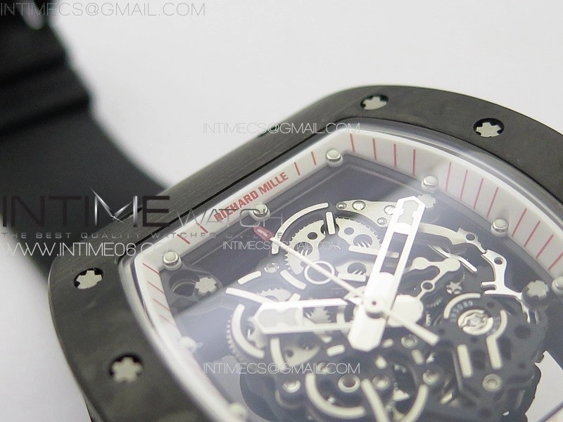 RM055 Forged Carbon Case KUF Best Edition Red Crown on Black Rubber Strap MIYOTA8215