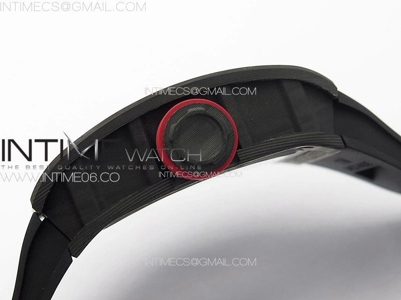 RM055 Forged Carbon Case KUF Best Edition Red Crown on Black Rubber Strap MIYOTA8215