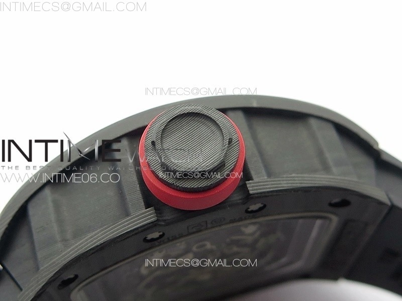 RM055 Forged Carbon Case KUF Best Edition Red Crown on Black Rubber Strap MIYOTA8215