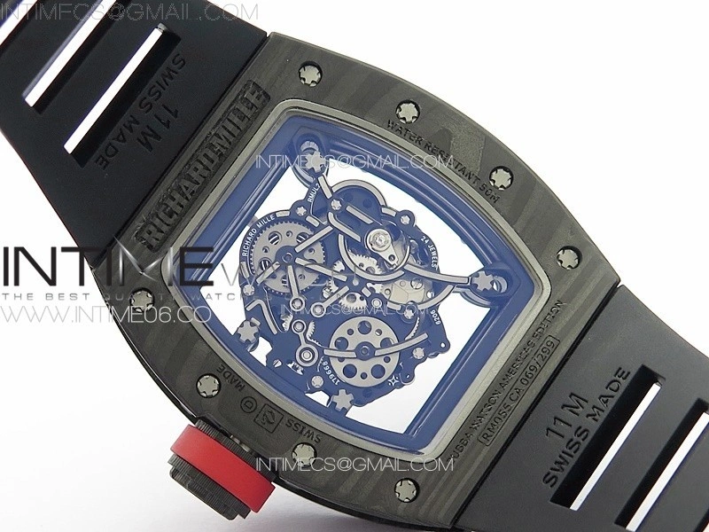 RM055 Forged Carbon Case KUF Best Edition Red Crown on Black Rubber Strap MIYOTA8215