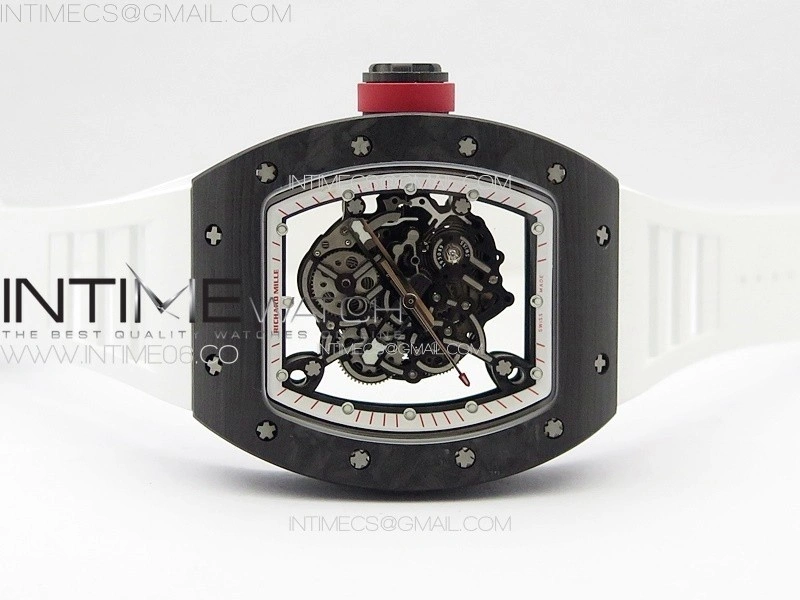 RM055 Forged Carbon Case KUF Best Edition Red Crown on White Rubber Strap MIYOTA8215