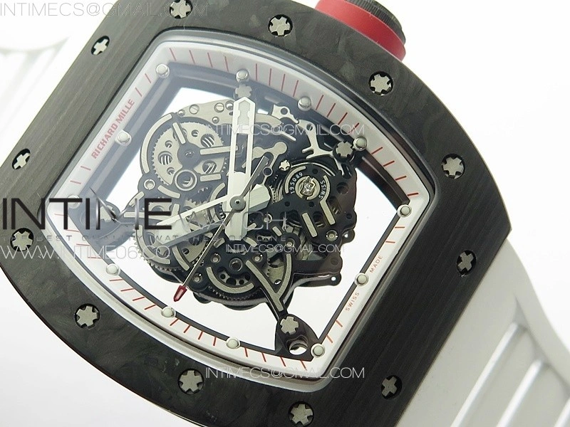 RM055 Forged Carbon Case KUF Best Edition Red Crown on White Rubber Strap MIYOTA8215
