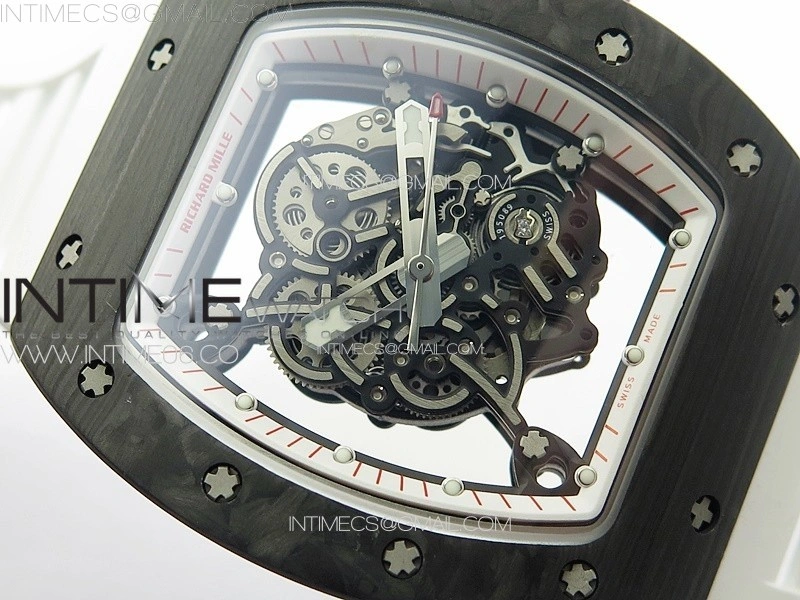RM055 Forged Carbon Case KUF Best Edition Red Crown on White Rubber Strap MIYOTA8215