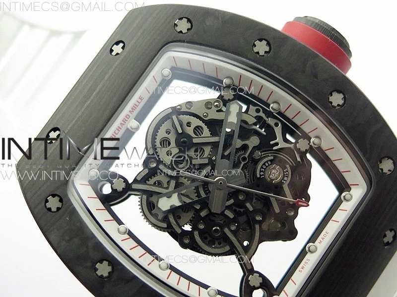 RM055 Forged Carbon Case KUF Best Edition Red Crown on White Rubber Strap MIYOTA8215