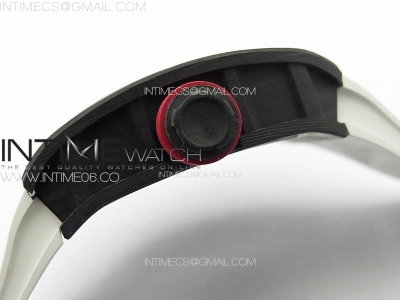 RM055 Forged Carbon Case KUF Best Edition Red Crown on White Rubber Strap MIYOTA8215