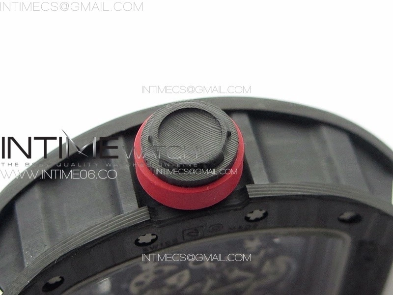 RM055 Forged Carbon Case KUF Best Edition Red Crown on White Rubber Strap MIYOTA8215