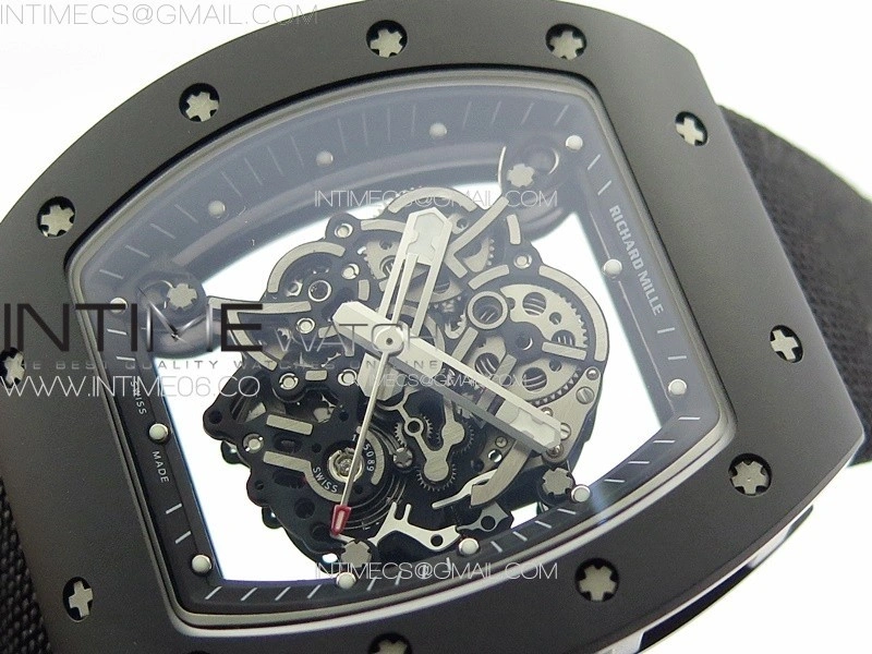 RM055 Real Ceramic Case KUF Best Edition Black Crown on Black Nylon Strap MIYOTA8215