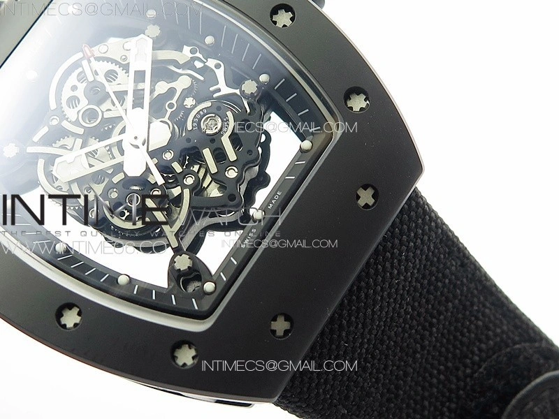 RM055 Real Ceramic Case KUF Best Edition Black Crown on Black Nylon Strap MIYOTA8215