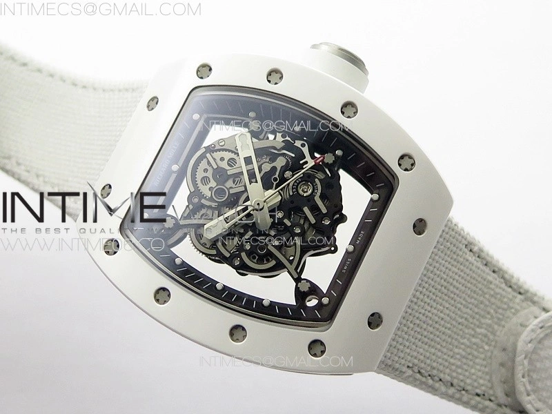 RM055 Real Ceramic Case KUF Best Edition White Crown on White Nylon Strap MIYOTA8215