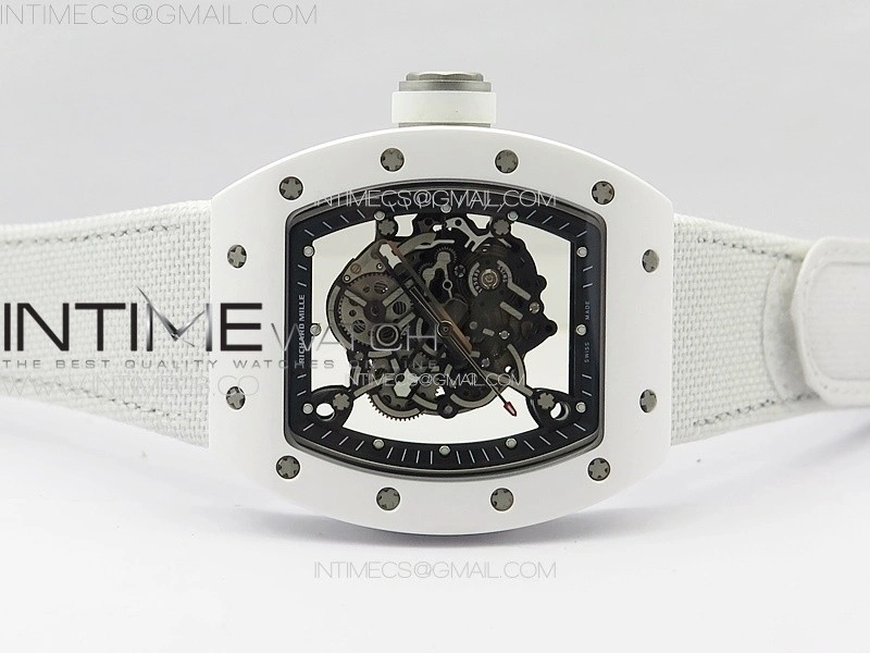RM055 Real Ceramic Case KUF Best Edition White Crown on White Nylon Strap MIYOTA8215