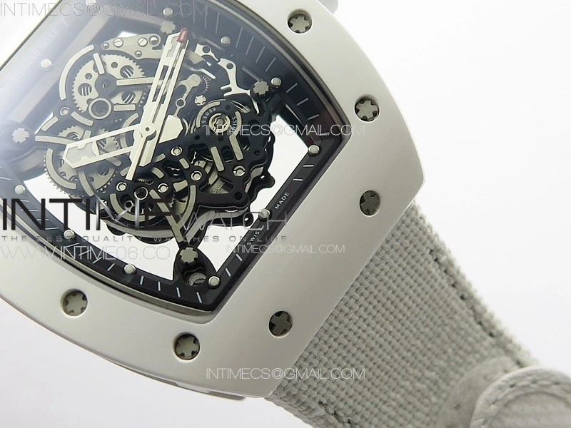 RM055 Real Ceramic Case KUF Best Edition White Crown on White Nylon Strap MIYOTA8215