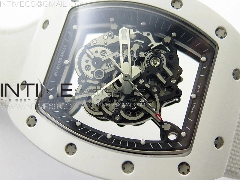 RM055 Real Ceramic Case KUF Best Edition White Crown on White Nylon Strap MIYOTA8215