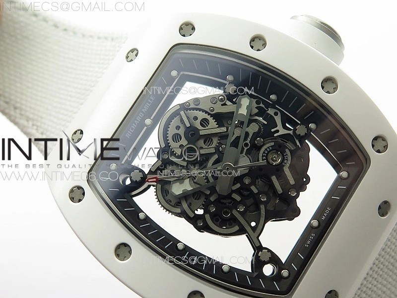 RM055 Real Ceramic Case KUF Best Edition White Crown on White Nylon Strap MIYOTA8215