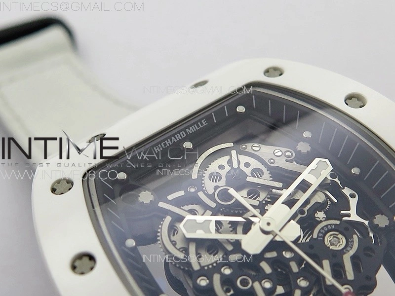 RM055 Real Ceramic Case KUF Best Edition White Crown on White Nylon Strap MIYOTA8215