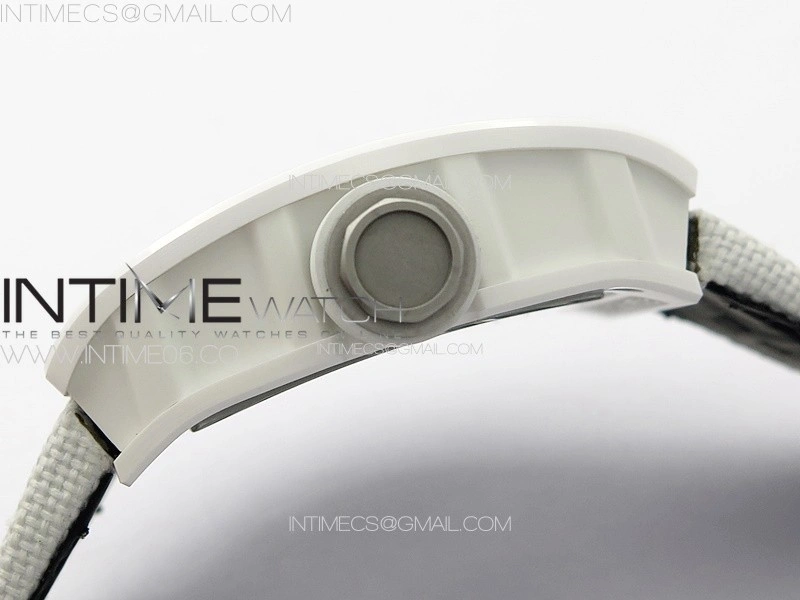 RM055 Real Ceramic Case KUF Best Edition White Crown on White Nylon Strap MIYOTA8215