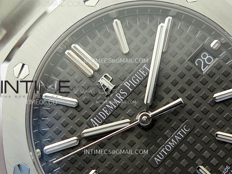 Royal Oak 37mm 15450 SS APSF 1:1 Best Edition Black Textured Dial on SS Bracelet SA3120 Super Clone