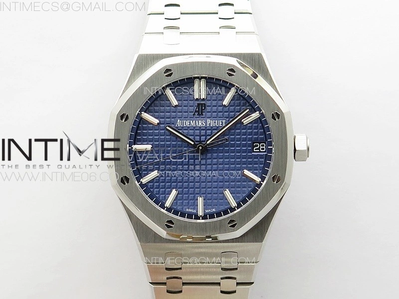 Royal Oak 41mm 15500 SS ZF 1:1 Best Edition Blue Textured Dial on SS Bracelet A4302 Super Clone V3