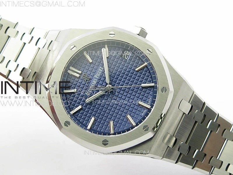 Royal Oak 41mm 15500 SS ZF 1:1 Best Edition Blue Textured Dial on SS Bracelet A4302 Super Clone V3