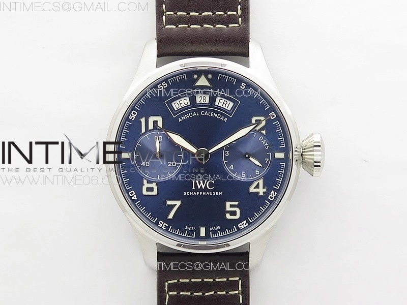 Big Pilot Annual Calendar SS IW5027 "Le Petit Prince" AZF 1:1 Best Edition Blue Dial on Black Leather Strap A52850