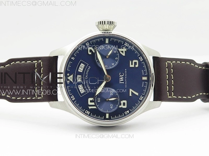 Big Pilot Annual Calendar SS IW5027 "Le Petit Prince" AZF 1:1 Best Edition Blue Dial on Black Leather Strap A52850