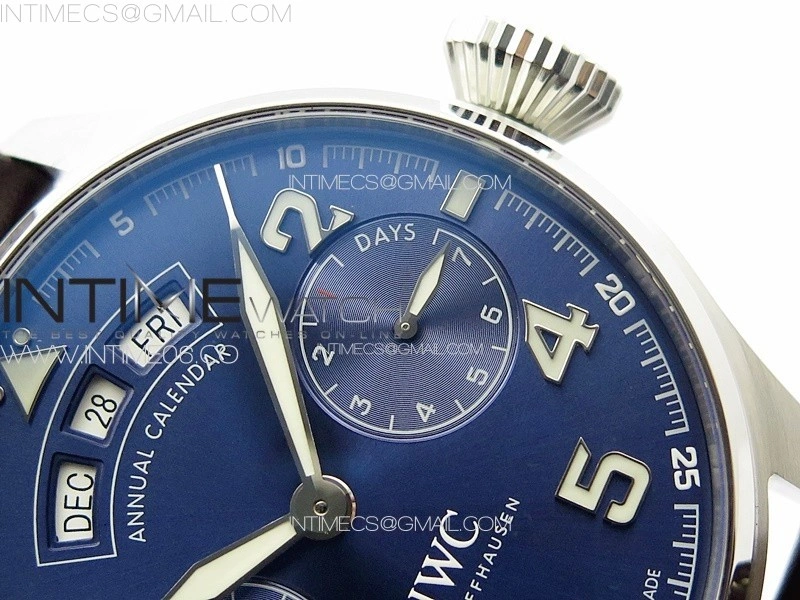 Big Pilot Annual Calendar SS IW5027 "Le Petit Prince" AZF 1:1 Best Edition Blue Dial on Black Leather Strap A52850
