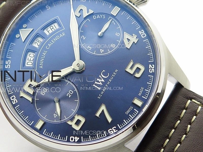 Big Pilot Annual Calendar SS IW5027 "Le Petit Prince" AZF 1:1 Best Edition Blue Dial on Black Leather Strap A52850